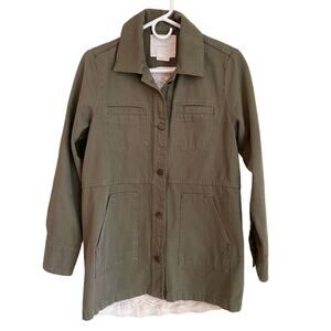 A by Anthropologie Crochet Green Feminine Military Jacket Coquette Danty XS